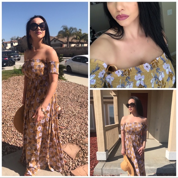 5 ⭐️ 1 Left❗️Wild Flower Boho Style Maxi Dress - Picture 3 of 7